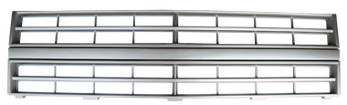 1985-1987 Chevrolet pickup, Suburban and Blazer grille, light argent, with single headlight and without molding holes.
