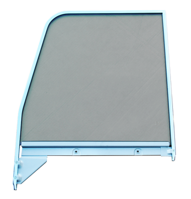 1955-1959 Chevrolet and GMC 2nd Series tinted truck door window glass, with chrome trim, driver's side