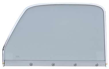 1947-1950 Chevrolet and GMC 1st Series truck door window glass assembly (Clear) with chrome trim, driver's side