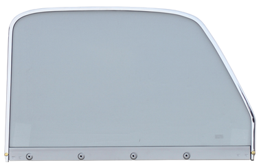 1947-1950 Chevrolet and GMC 1st Series truck door window glass assembly (Clear) with chrome trim, passenger's side