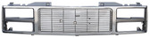 '88-'93 GMC GRILLE FOR COMPOSITE HEADLIGHTS CHROME WITH SILVER AND BLACK DETAILS