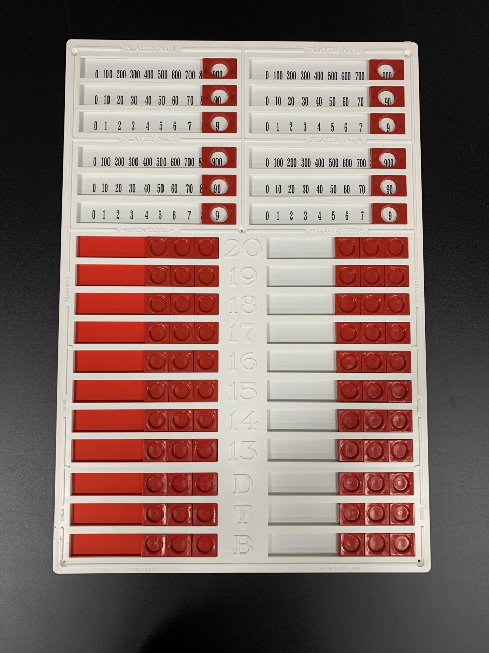 Dart Scoreboard Red & White Slider - River City Games
