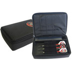 Padded hard shell case holds 1 set of darts and accessories