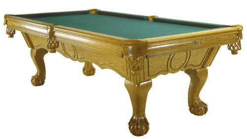 Canadiana pool tables are a stunning addition to any home game room with a dramatic double arch frame, solid oak rails and ball and claw legs.  With an unlimited choice of finishes, this billiard table comes in 2 sizes: 4' X 8' and 41/2'X9'.