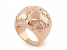 Rose gold pave Flower cocktail ring with Cubic Zirconias. Available in Size 7 only. Designed by Lauren G Adams. Matching Bangle Bracelet and Earrings available.   