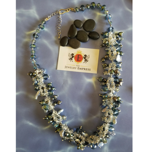 Blue Beaded Necklace  & Earring Set