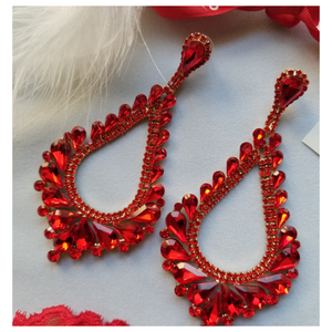 Red Crystal LOVE Earrings 