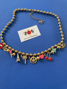 Gold Tone  fashion Beaded Necklace
 8 inches in length
 lobster clasp with charms 
Smile, & BE Happy Necklace