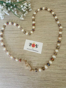 Iridescent Crystal & Fresh Water Pearl Necklace