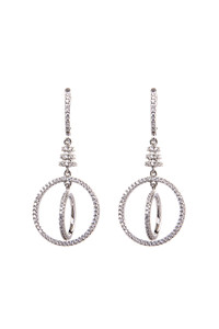 925 Sterling Silver dangles with pierced lever backs are adorned with bright white dazzling Cubic Zirconia's. Arrives beautifully packaged, 1-3/4 inches in length.