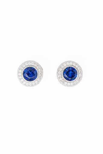 You will feel like a "Royal" when you wear these gorgeous Sapphire and White dazzling Cubic Zirconia earrings set in 925 Sterling Silver. 