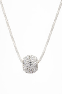 This power ball necklace will be the envy of all your friends. A dazzling 12.5 x8mm brilliant Swarovski Crystal Ball Bead that dangles brilliantly on a 20"sterling silver 925 chain/ lobster clasp closure. Beautifully Elegant! Also available in 24" chain