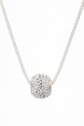 This power ball necklace will be the envy of all your friends. A dazzling 12.5 x8mm brilliant Swarovski Crystal Ball Bead that dangles brilliantly on a 20"sterling silver 925 chain/ lobster clasp closure. Beautifully Elegant! Also available in 24" chain