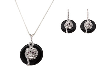 Panther Crazy?  The 925 Sterling Silver pendant and earring set with Black/ White and Ruby Red CZ's in a panther design is surely going to make a statement. T Sold with 20' Sterling Silver chain. Arrives beautifully packaged. 