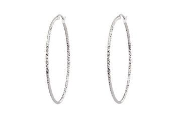 Sterling Silver  2"  Hoop Earrings.  The diamond cut pattern reflects light that adds sparkle and elegance. light weight, comfortable and easy to wear. 