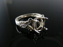 R145 STERLING SILVER RING SETTING, 10X8 MM OVAL FACETED GEMSTONE, SIZE 7.25
