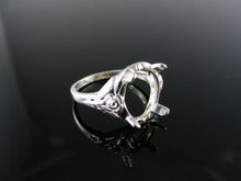 4247  STERLING SILVER RING SETTING, 11X9 MM OVAL FACETED GEMSTONE, SIZE 5
