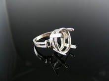 4811 STERLING SILVER RING SETTING, 16X12 MM OVAL FACETED GEMSTONE, SIZE 6.75