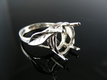 R19  STERLING SILVER RING SETTING, 14X10 MM OVAL FACETED GEMSTONE, SIZE 6.75