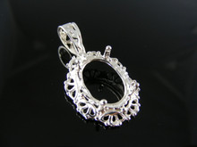 P41  STERLING SILVER PENDANY SETTING, 16X12 MM OVAL STONE