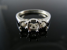 5739  RING SETTING STERLING SILVER, SIZE 8.75, 1)5.5MM 2)3.5 MM ROUND FACETED STONES
