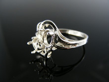5758 STERLING SILVER RING SETTING, 2-7X5MM OVAL GEMSTONE, SIZE 8.5