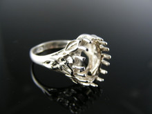 R88  STERLING SILVER RING SETTING, 12X10 MM OVAL GEMSTONE, SIZE 6.25