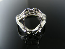 5767 RING SETTING STERLING SILVER, SIZE 8.25, 11X9MM OVAL STONE