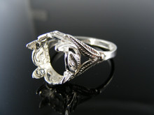5760  STERLING SILVER RING SETTING, 12 MM ROUND FACETED GEMSTONE, SIZE 8.5