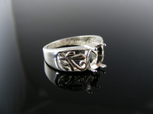 5786 STERLING SILVER RING SETTING, 9X7 MM OVAL FACETED GEMSTONE, SIZE 7