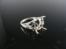 2574 STERLING SILVER FILIGREE RING SETTING, 12X10 MM EMERALD CUT FACETED GEMSTONE, SIZE 6.25