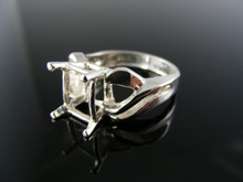 5707 RING SETTING STERLING SILVER, SIZE 7.5, 9X7MM EMERALD STONE