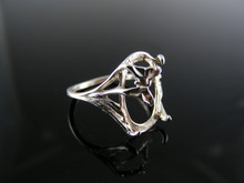 2174 STERLING SILVER RING SETTING, 14X10 MM OVAL CABOCHON GEMSTONE,. SIZE 5