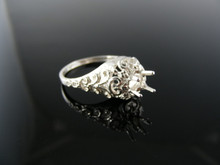 5797 STERLING SILVER RING SETTING, 5 MM ROUND FACETED GEMSTONE, SIZE 8.5