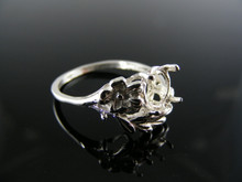 1308 STERLING SILVER RING SETTING, 7 MM ROUND FACETED GEMSTONE, SIZE 7