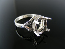 5533 RING SETTING STERLING SILVER, SIZE 7.25, 11X9MM OVAL STONE