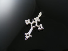3177 PENDANT STERLING SILVER CROSS 7X5MM  OVAL STONE
