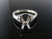 1965 RING SETTING STERLING SILVER, SIZE 6, 12X8 MM PEAR STONE