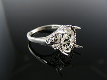 5800 STERLING SILVER  RING SETTING, 12X10 MM OVAL FACETED GEMSTONE, SIZE 6