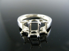 R137 RING SETTING STERLING SILVER, SIZE 6.25, 1) 7X5, 2) 6X4 MM EMERALD STONES