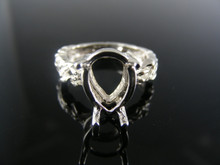 1497 RING SETTING STERLING SILVER, SIZE 6, 12X8 MM PEAR STONE