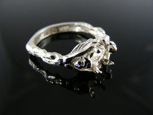 4762 STERLING SILVER RING SETTING, 6 MM ROUND FACETED GEMSTONE, SIZE 7.75