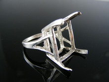 5693 STERLING SILVER RING SETTING, 20X15 MM EMERALD CUT FACETED GEMSTONE, SIZE 8.75