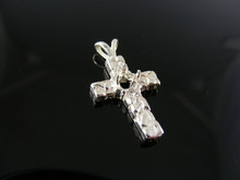 3176 PENDANT STERLING SILVER NUGGET CROSS 3 MM ROUND STONE