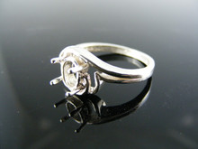 5682 RING SETTING STERLING SILVER, SIZE 5.75, 6X4MM OVAL STONE