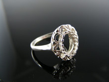 3861  STERLING SILVER RING SETTING, 8X6 MM OVAL FACETED GEMSTONE, SIZE 6.5