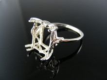 2605 STERLING SILVER RING SETTING, 12X10 MM EMERALD CUT FACETED GEMSTONE, SIZE 6.5