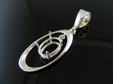 P102 STERLING SILVER PENDANT SETTING, SWINGING STONE, 14X10 OVAL FACETED GEMSTONE