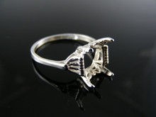 5702 RING SETTING STERLING SILVER, SIZE 7.75, 9X7MM EMERALD STONE