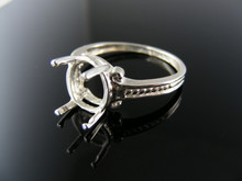 R131 RING SETTING STERLING SILVER, SIZE 5.25, 11X9 MM OVAL FACETED STONE